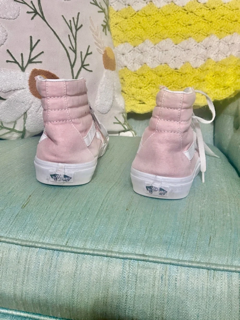Pink High-Top Vans- with White Stripe -